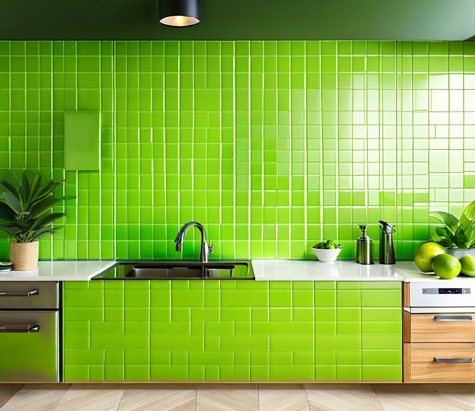 Easy and Affordable Lime Green Backsplash with Peel-and-Stick Tile ...